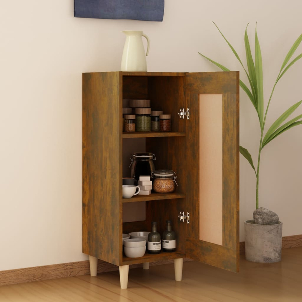 vidaXL Single Door Smoked Oak Sideboard Image 7