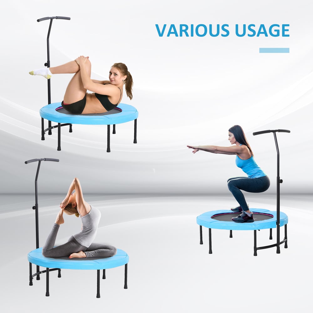 HOMCOM 3ft Blue Mini Adjustable Fitness Trampoline Image 6