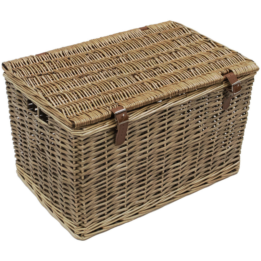 JVL Large Natural Willow Wicker Storage Hamper Basket Image 1