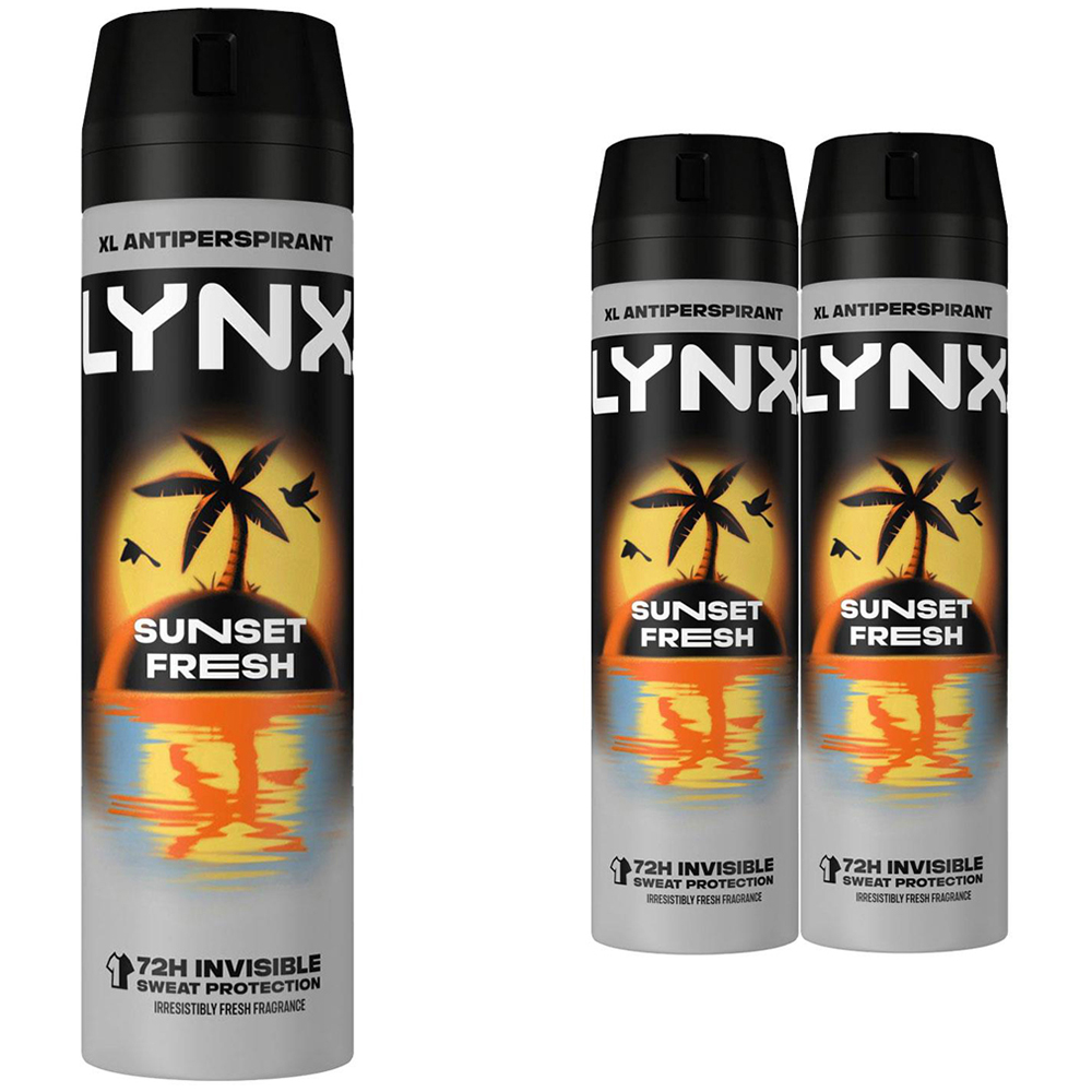 Lynx Sunset Fresh Antiperspirant Deodorant Spray 200ml 3 Pack Image 1