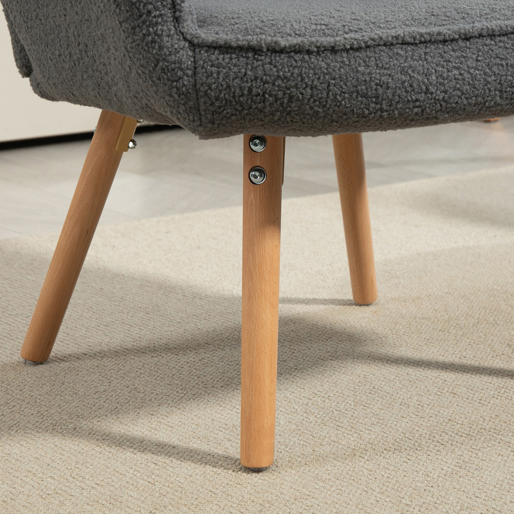 Portland Dark Grey Upholstered Tufted Wingback Armchair with Seat Padding Image 4