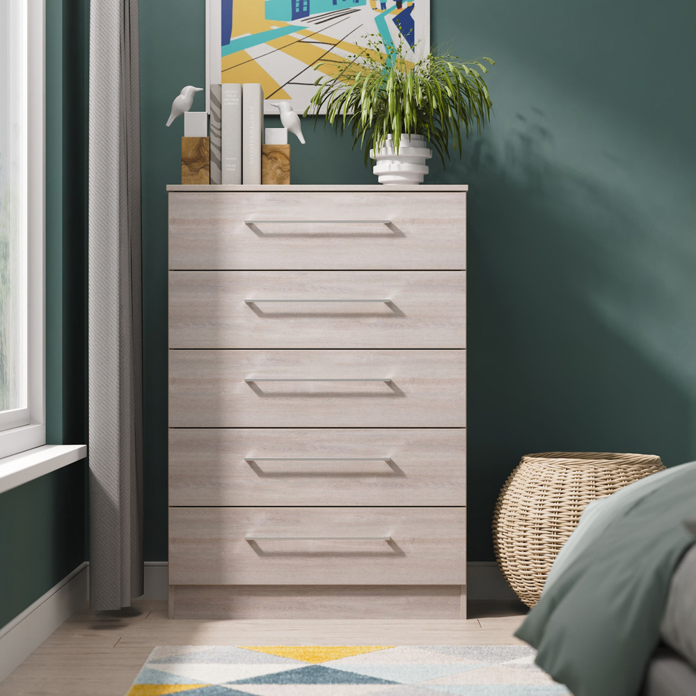 Crowndale Worcester 5 Drawer Grey Oak Chest of Drawers Ready Assembled Image 7