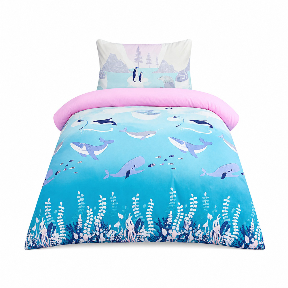 Smart Living Single Arctic Animals Lilac Reversible Microfibre Kids Bedding Set Image 2
