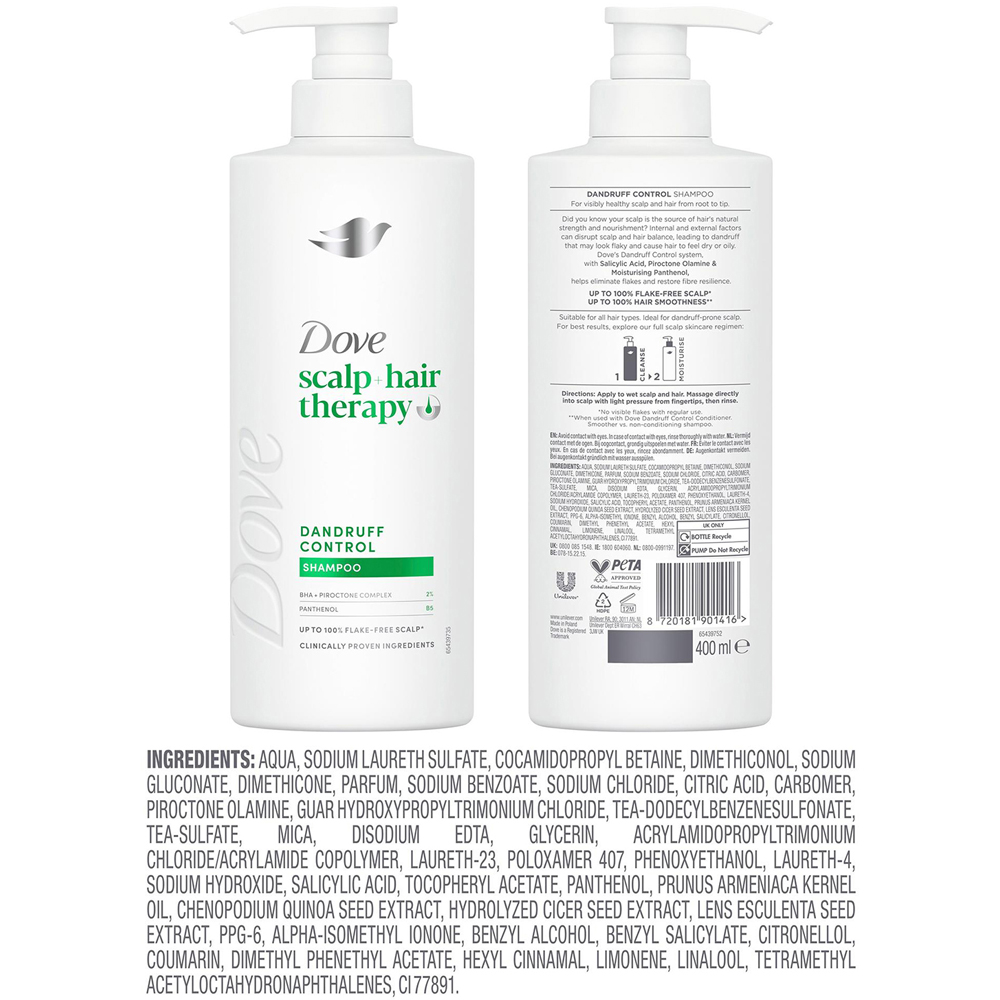 Dove Scalp+Hair Therapy Dandruff Control Salicylic Acid Shampoo 400ml 6 Pack Image 7