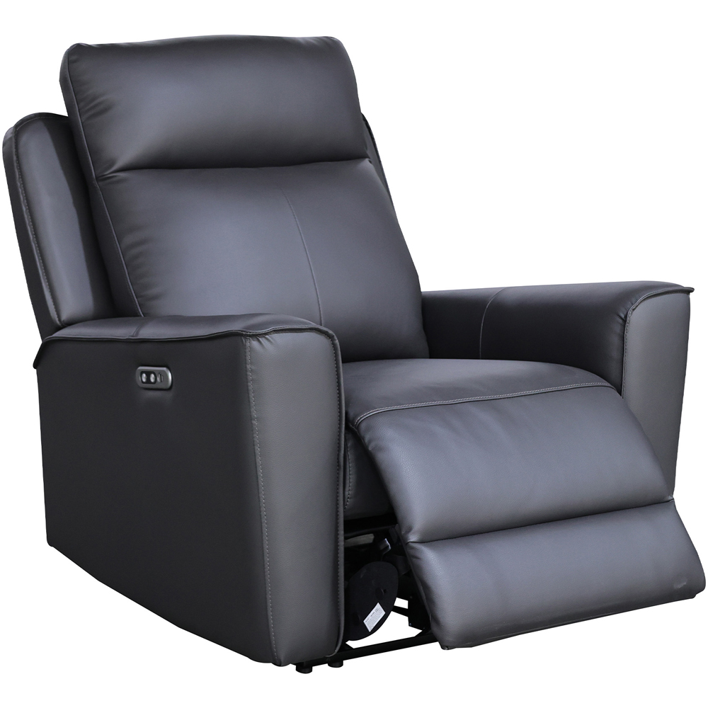Aspire Elmhurst Charcoal Leather Power Recliner Armchair with USB and USB-C Charging Image 3