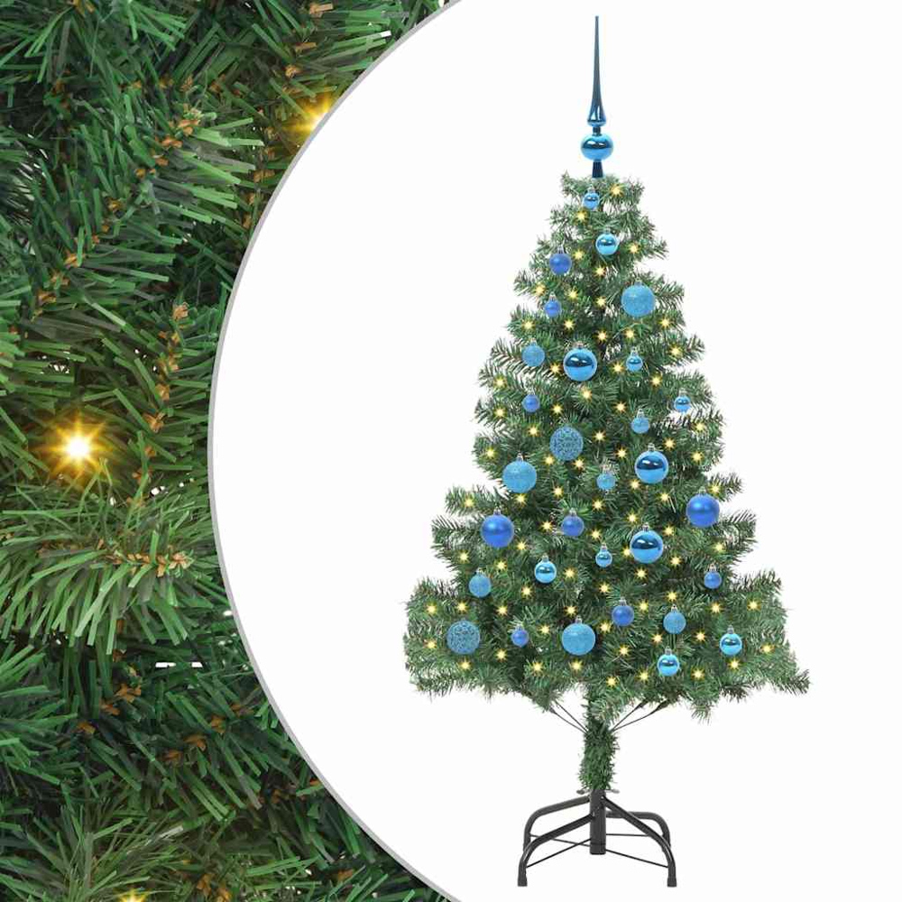 vidaXL Pre-Lit Blue Bauble Green Artificial Christmas Tree 5ft Image 6