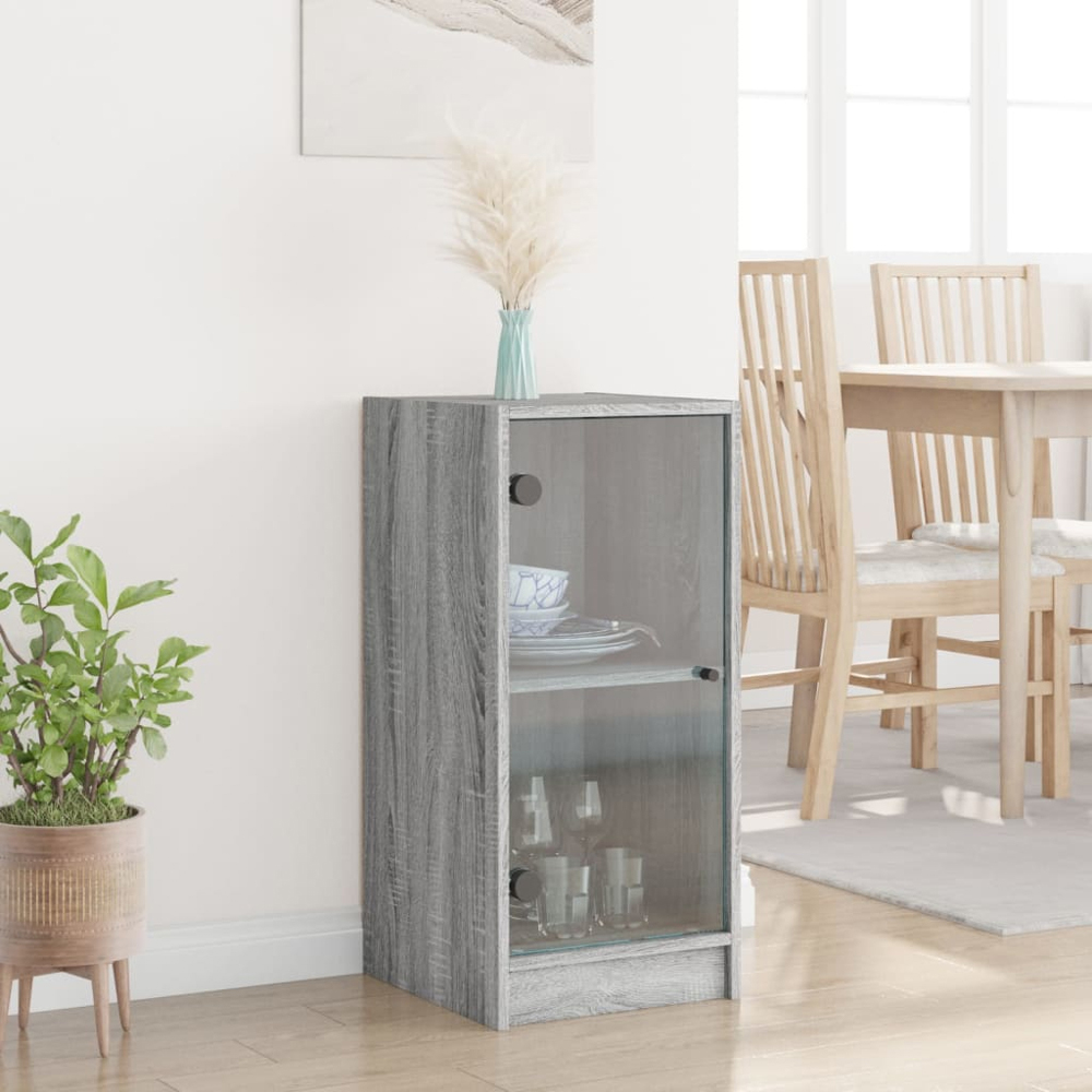 vidaXL 4 Shelf Smoked Oak Wooden TV Cabinet Image 9