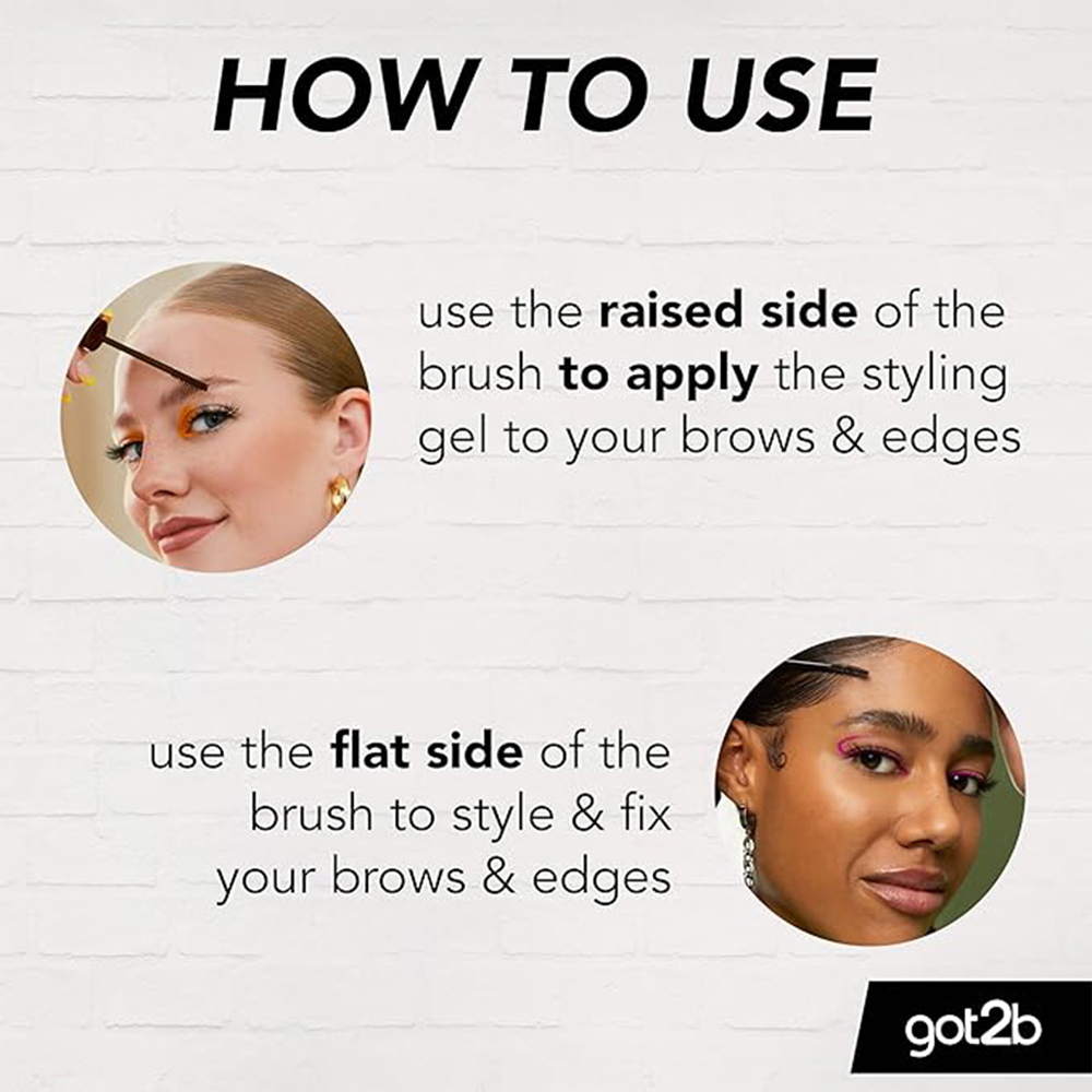 Got2b GEL Glued B & E Tint Dark Brown Strong Hold Tame Flyaways Brow Styling Gel 16ml 3 Pack Image 4