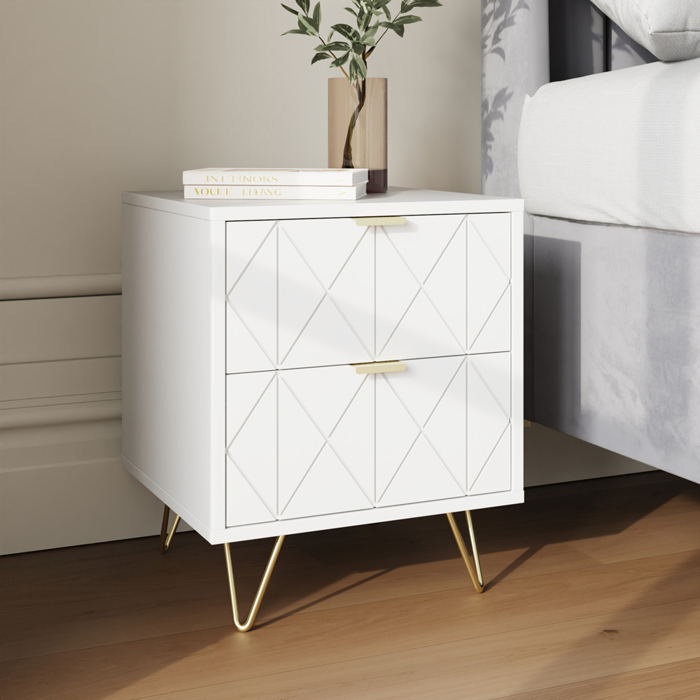 GFW Alora 2 Drawer White Bedside Table Set of 2 Image 8
