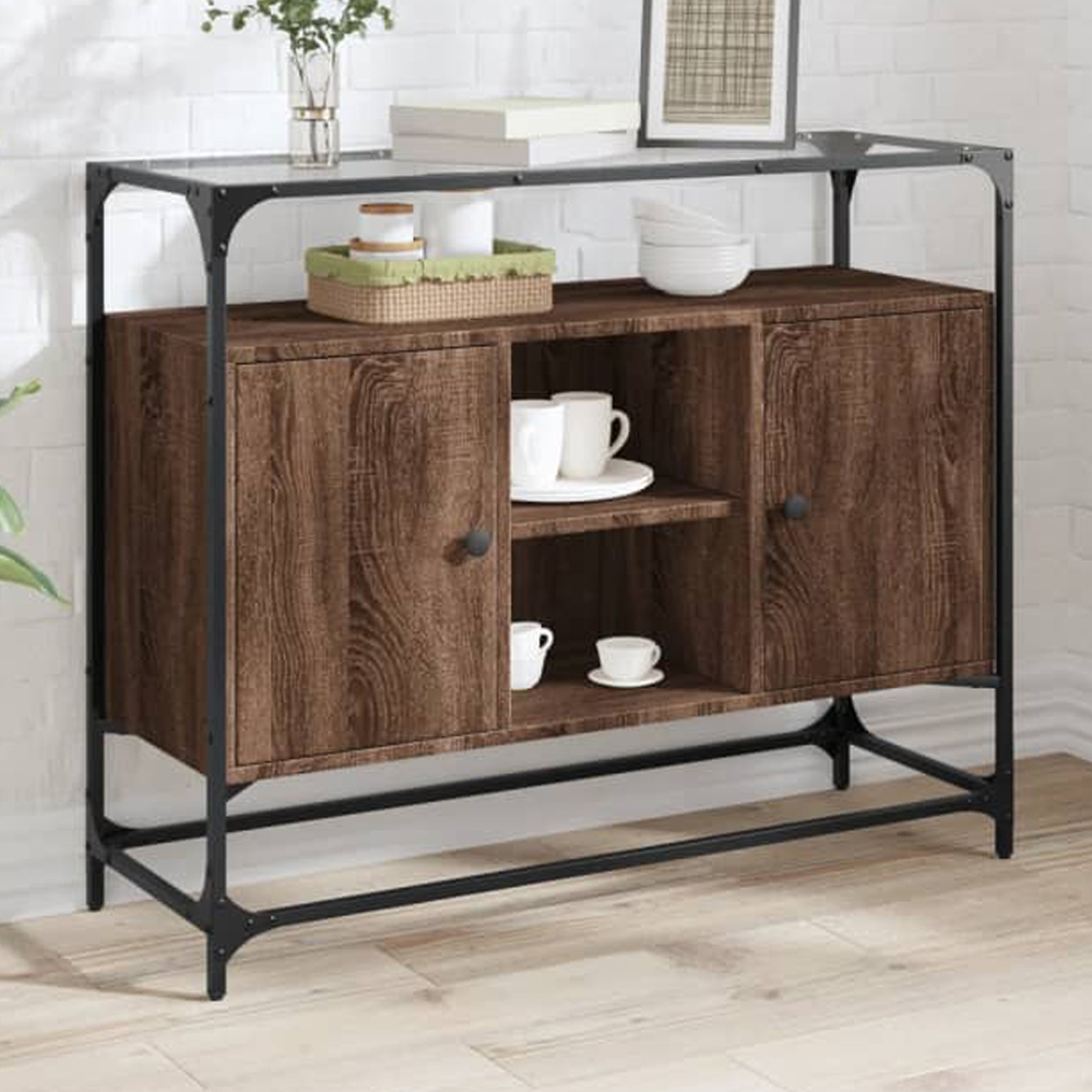 vidaXL 2 Door 3 Shelf Brown Oak Sideboard Image 1