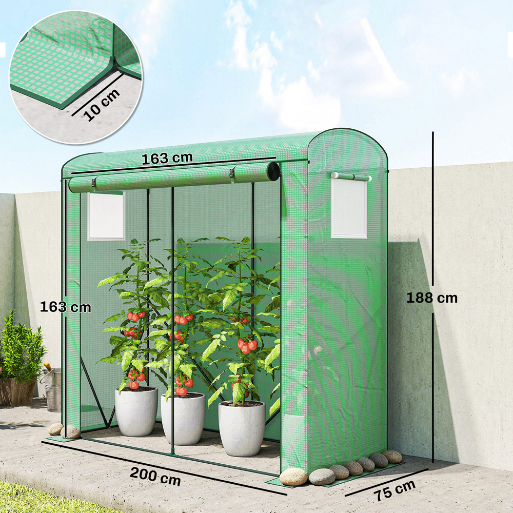 Outsunny Green PE Cover Portable 6.5 x 2.4ft Greenhouse Image 9