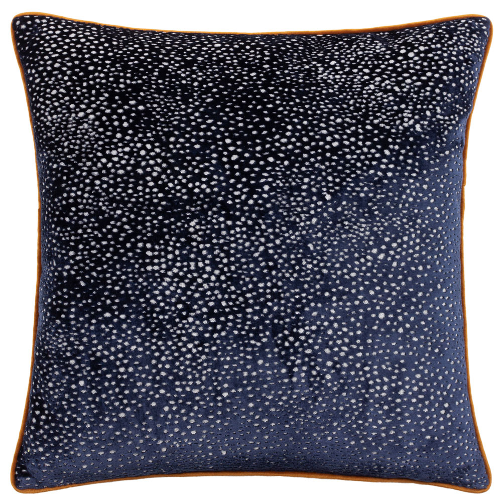 Paoletti Estelle Navy and Ginger Spotted Cushion Image 1