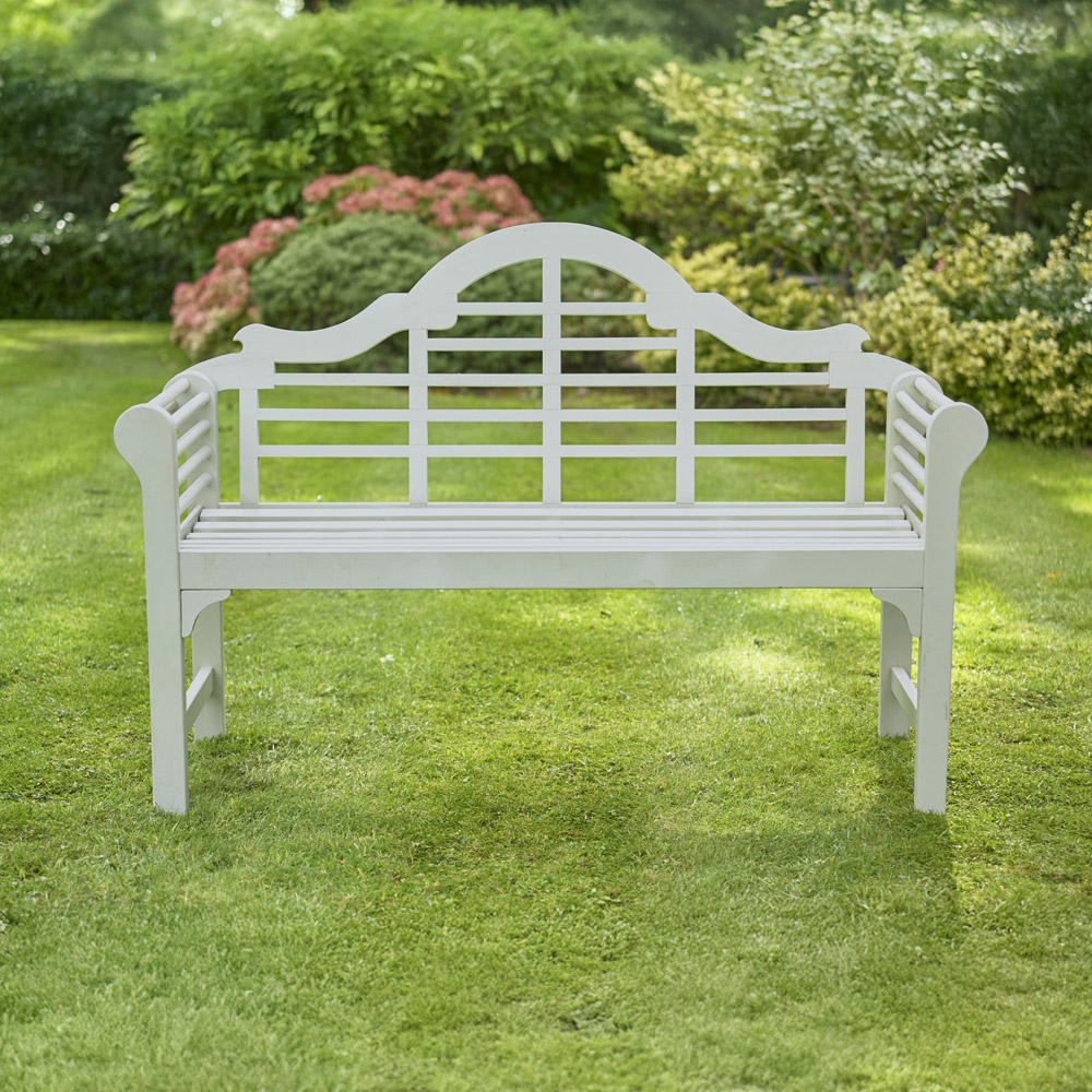 Greenhurst Lutyens 2 Seater Pearl White PU Painted Bench Image 2