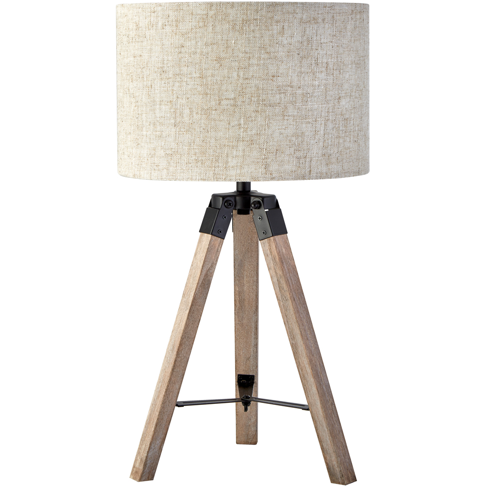 Lighting Collection Linen Shade Tripod Table Lamp Image 1