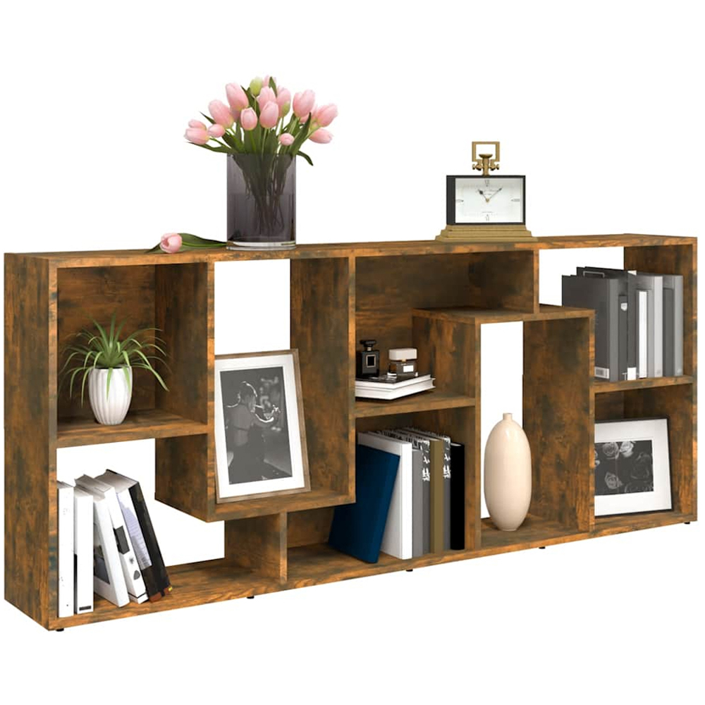 vidaXL 8 Shelf Smoked Oak Bookcase Image 7