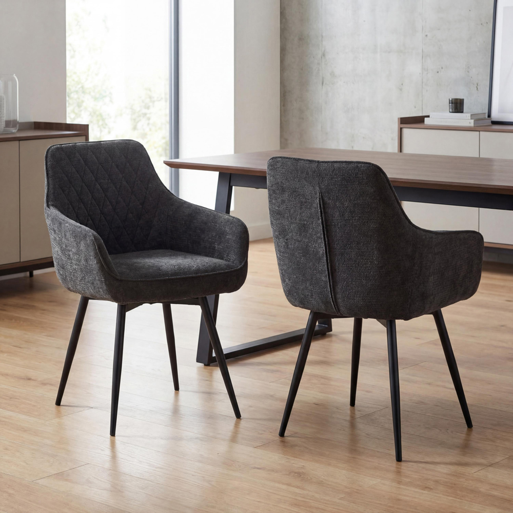 Portland Axton Black Fabric Dining Chair Image 7