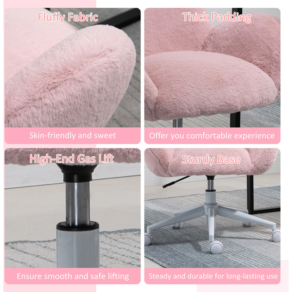Portland Pink Fluffy Leisure Swivel Office Chair Image 6