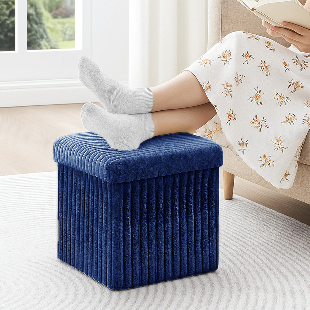 Homerepublic Navy Corduroy Foldable Storage Box 38 x 38cm Image 2