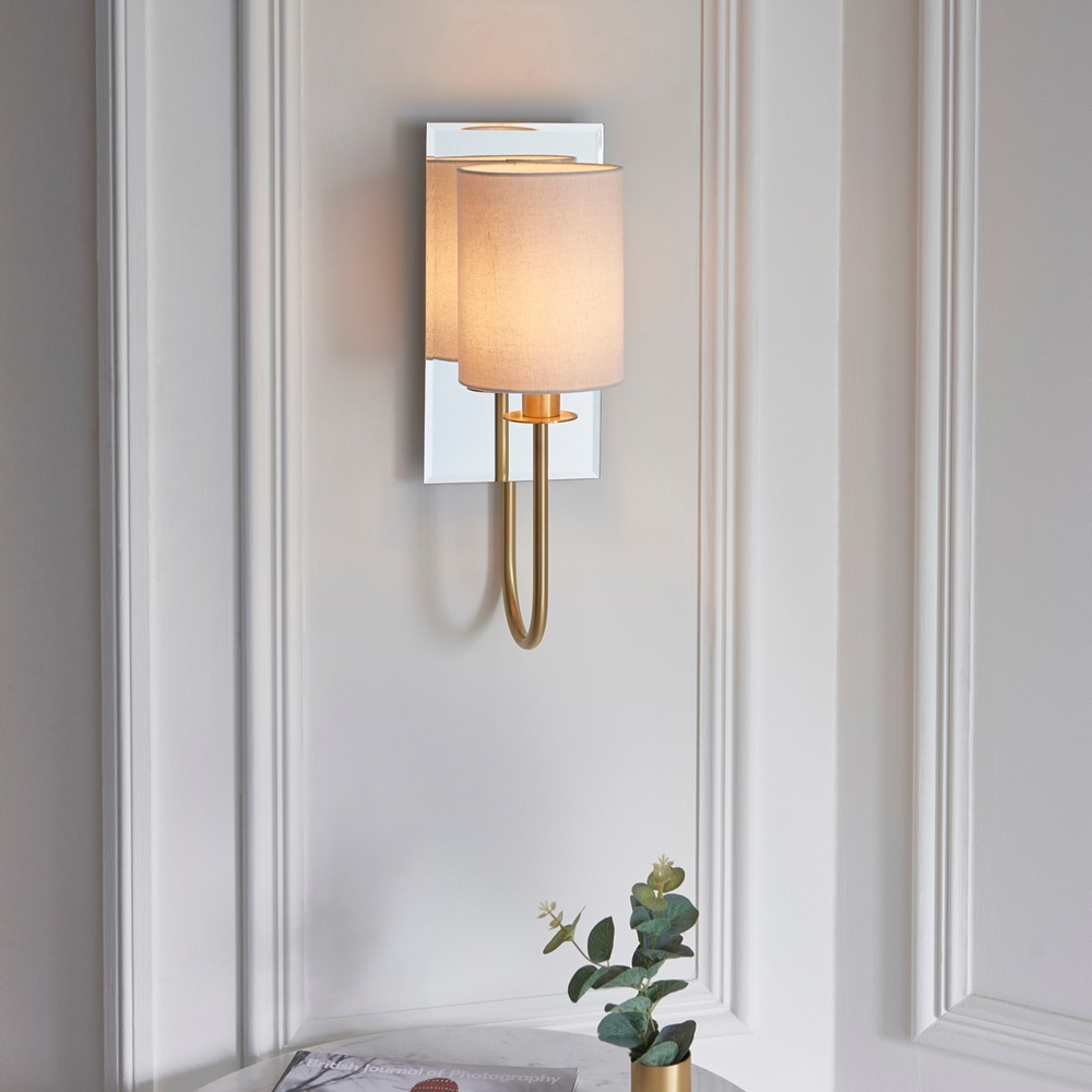 Merano Pisa Satin Brass and White Wall Lamp Image 7