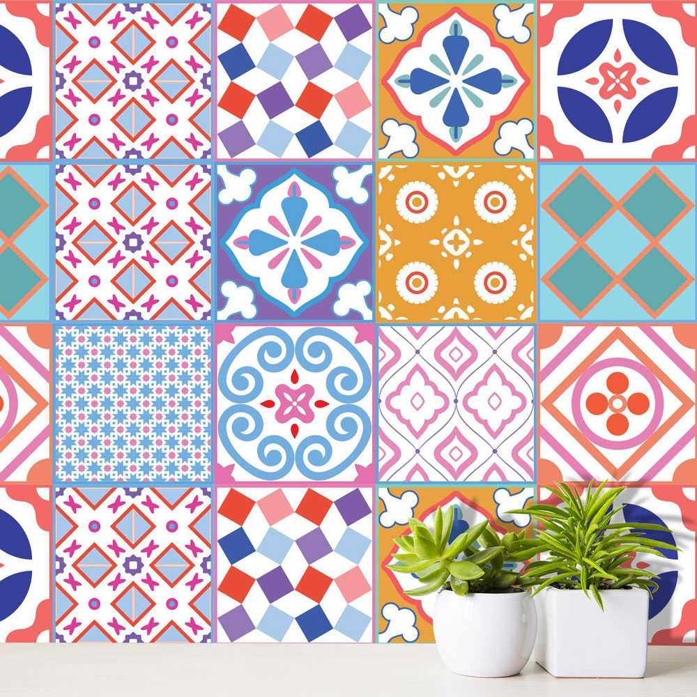 Walplus Classic Moroccan Colourful Mixed 2 Tile Sticker 24 Pack Image 1