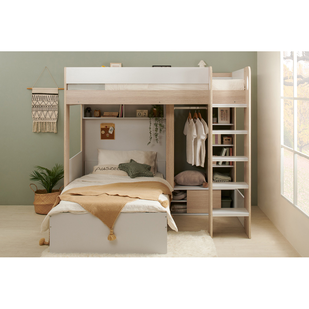 Flair Hampton White and Oak L Shape Bunk Bed Image 5