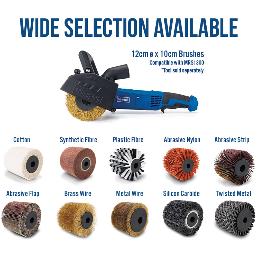 Scheppach MRS1300 120 x 100mm Surface Preparation Nylon Wire Wheel Brush Image 5