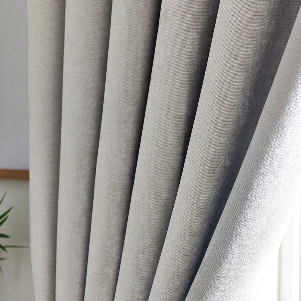 Alan Symonds Silver Chenille Blackout Ring Top Eyelet Curtains 117 x 229cm Image 3