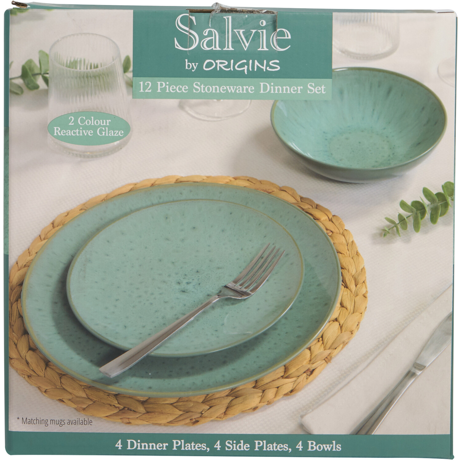 12-Piece Salvie Reactive Glaze Dinner Set - Sea Green Image 4