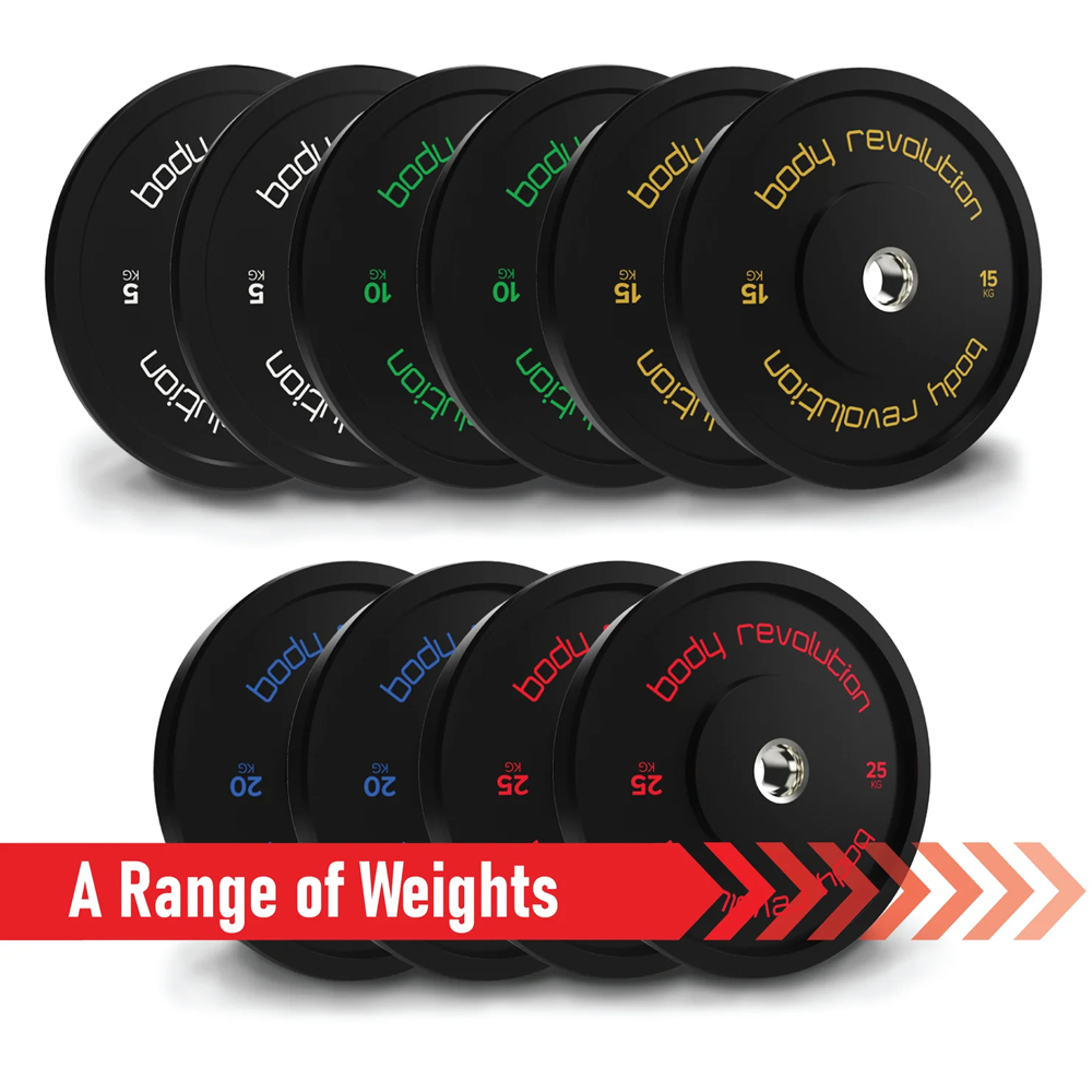 Body Revolution Olympic Black Bumper Plate Set 25kg 2 Pack Image 3