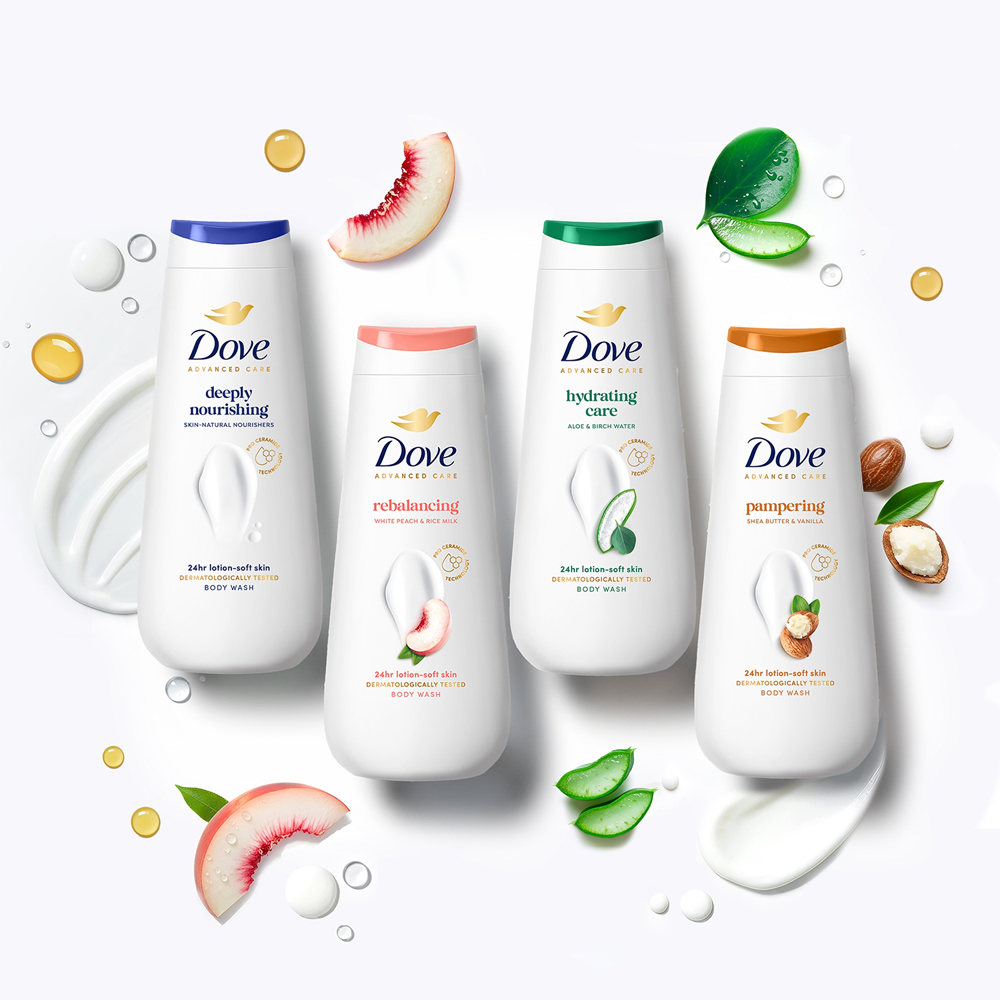 Dove Advanced Care Rebalancing Peach and Rice Milk Moisturising Body Wash 400ml 6 Pack Image 8
