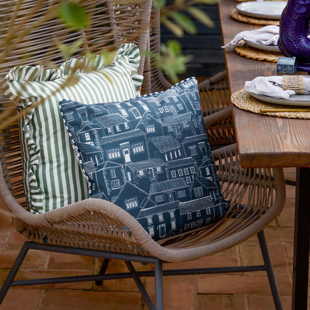 Wylder Blue Abersoch Town Reversible Cushion 45 x 45cm Image 2