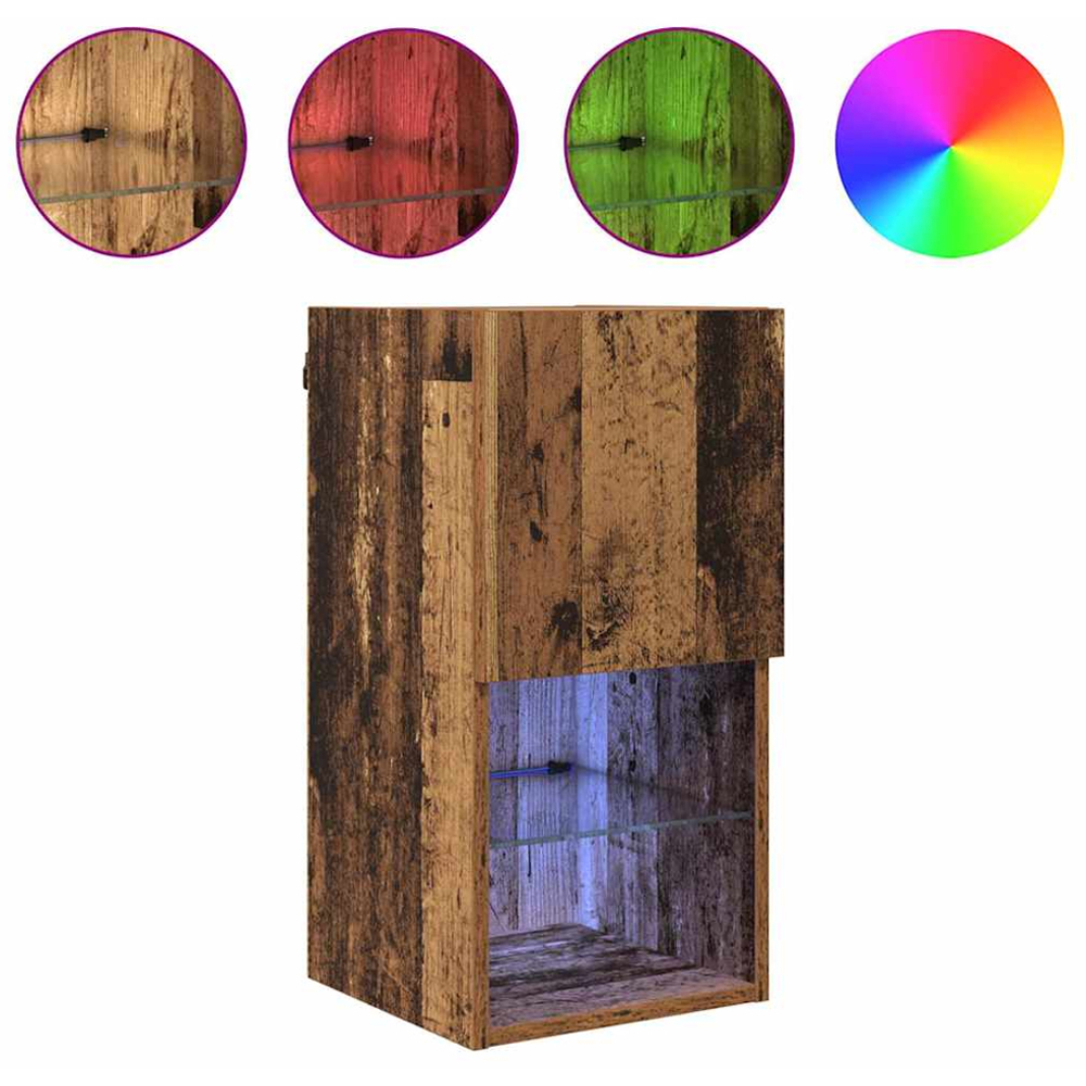 vidaXL Single Door 2 Shelf Old Wood Wall Mounted LED TV Unit Set of 2 Image 8