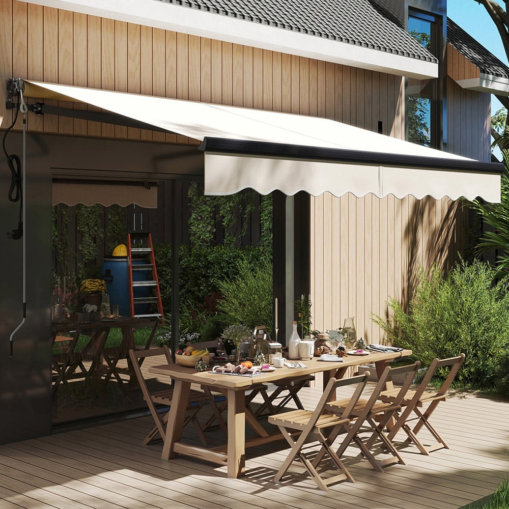 Outsunny 3.5 x 2.5m Beige Electric Retractable Awning Image 1