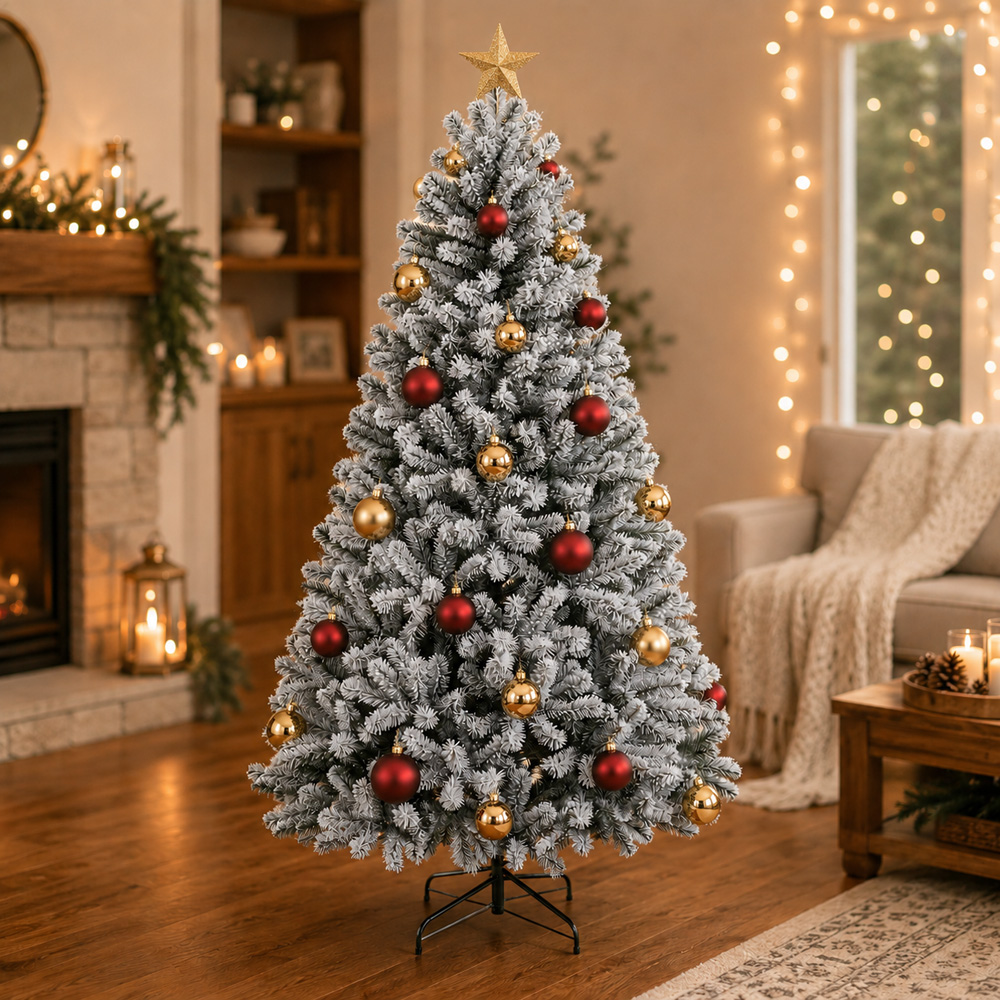 Festive Christmas Snow Covered Fir Artificial Christmas Tree 6ft Image 3