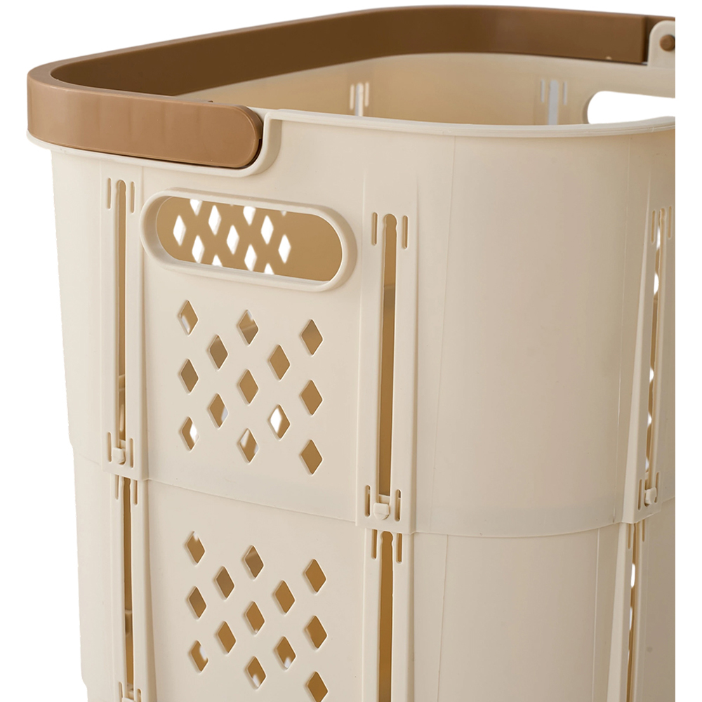 Living and Home Cream Collapsible Plastic Laundry Basket with Handle Image 7