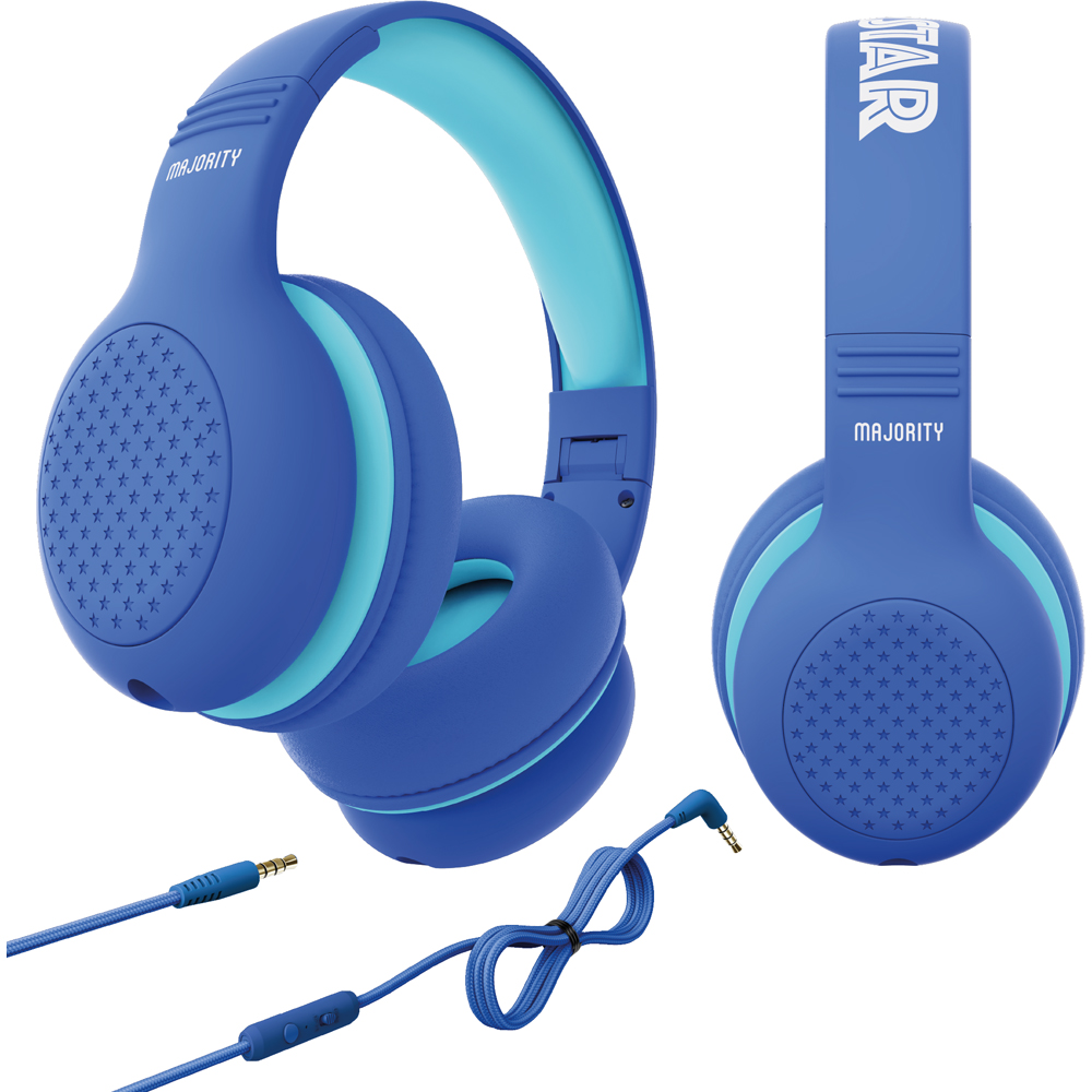 Majority Superstar Kids Blue Foldable Wired Headphones with Sound Limiter Image 2