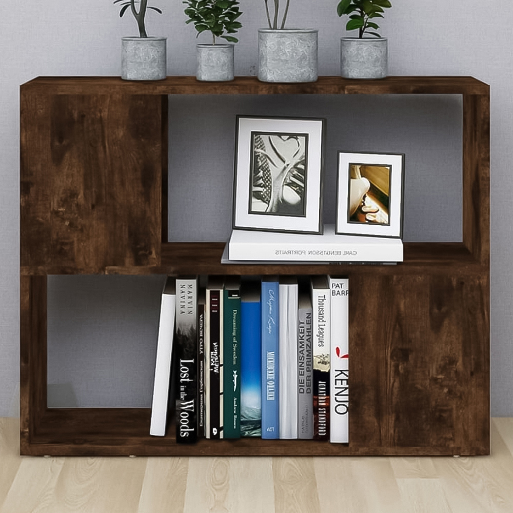 vidaXL 2 Shelf Smoked Oak Bookcase Image 1