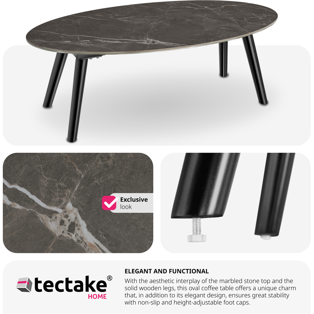 tectake Black Marble Effect Coffee Table Image 6
