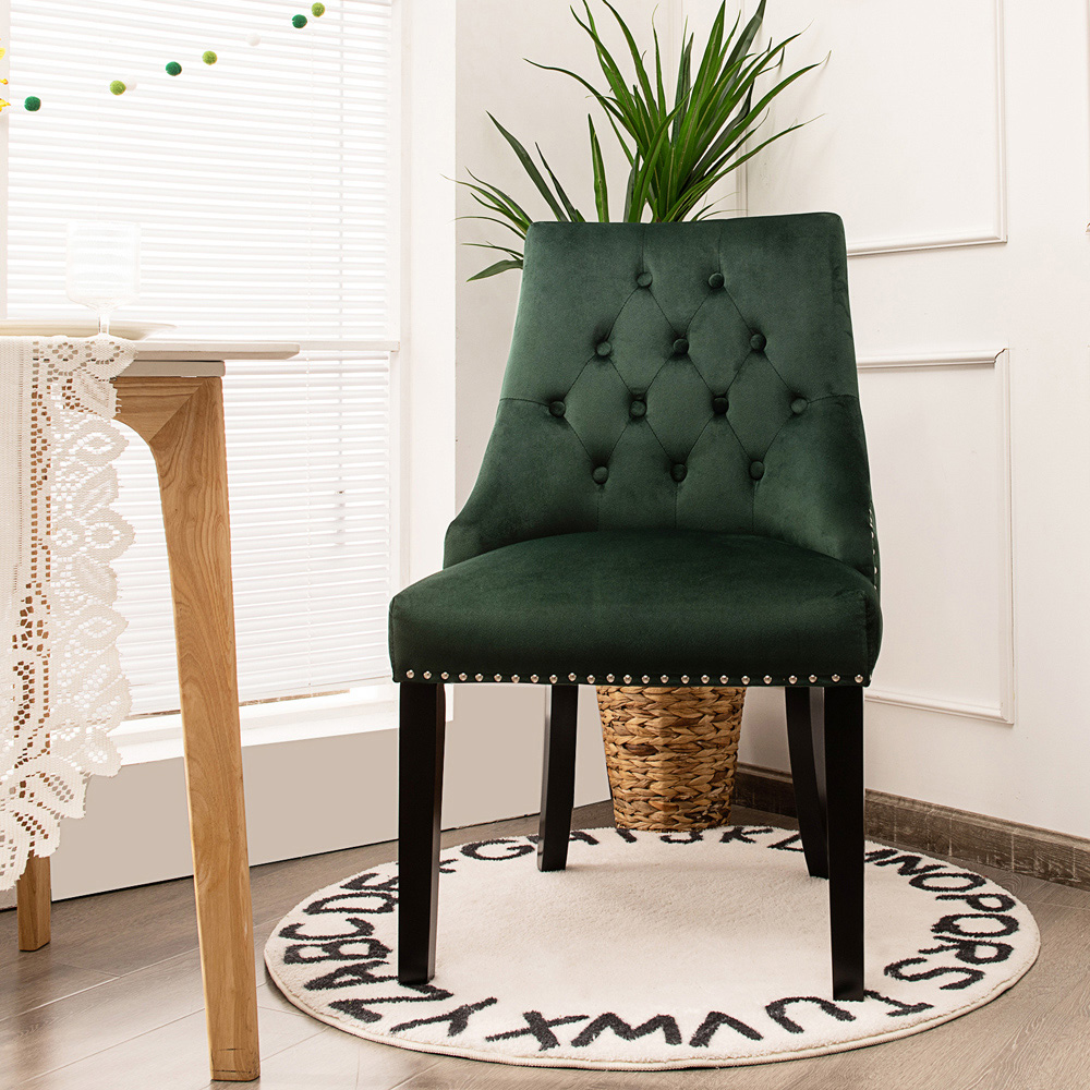 Costway Green Velvet Modern Button Tufted Studded Dining Chairs Image 7