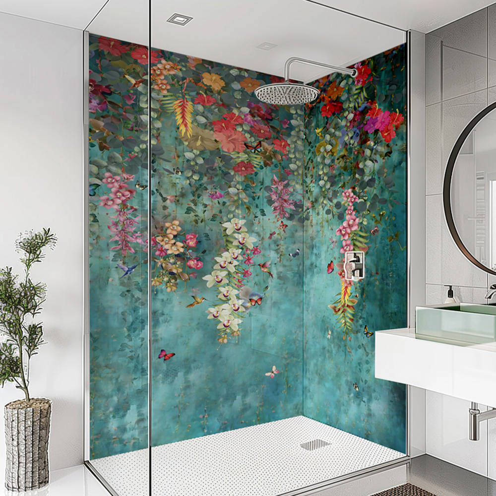 Splashbax Premium Artisan Botanical Cascade Acrylic Bathroom Wall Panel 2400 x 900mm Image 1