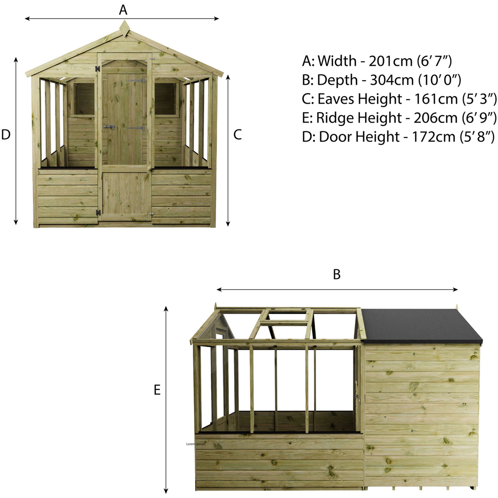 Mercia Wooden 10 x 6ft Traditional Apex Greenhouse Combi Shed Image 9