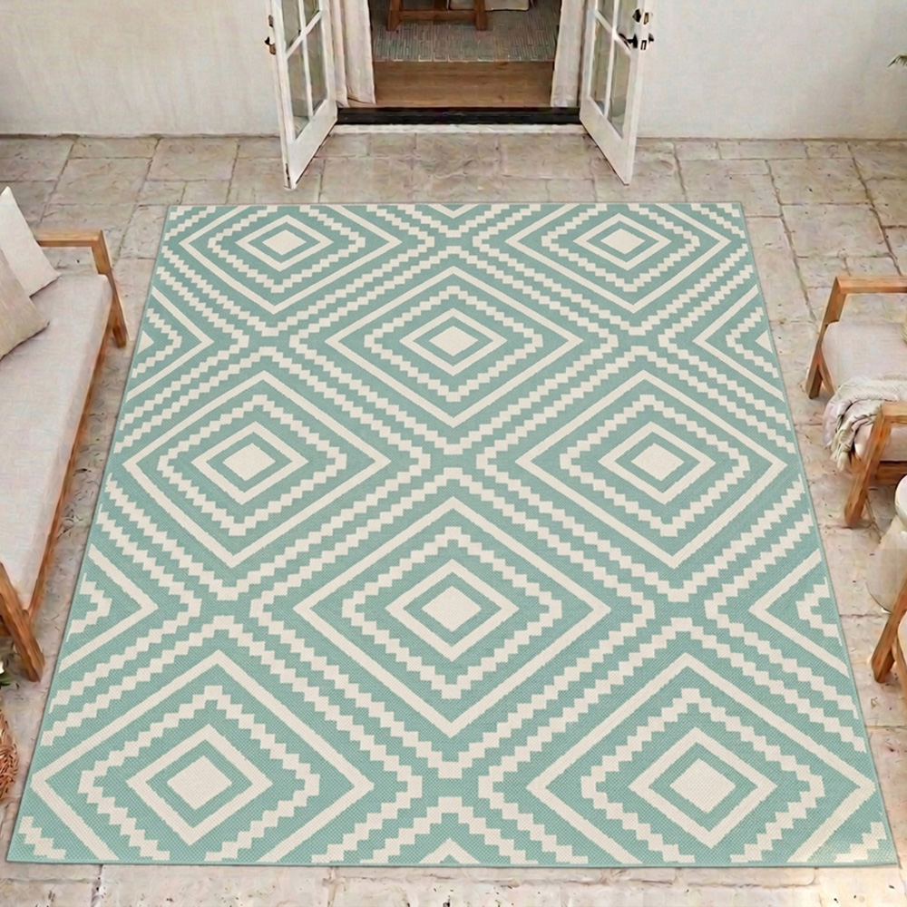 Portland Rugstyle Aqua Large Diamond Rug 150 x 200cm Image 1