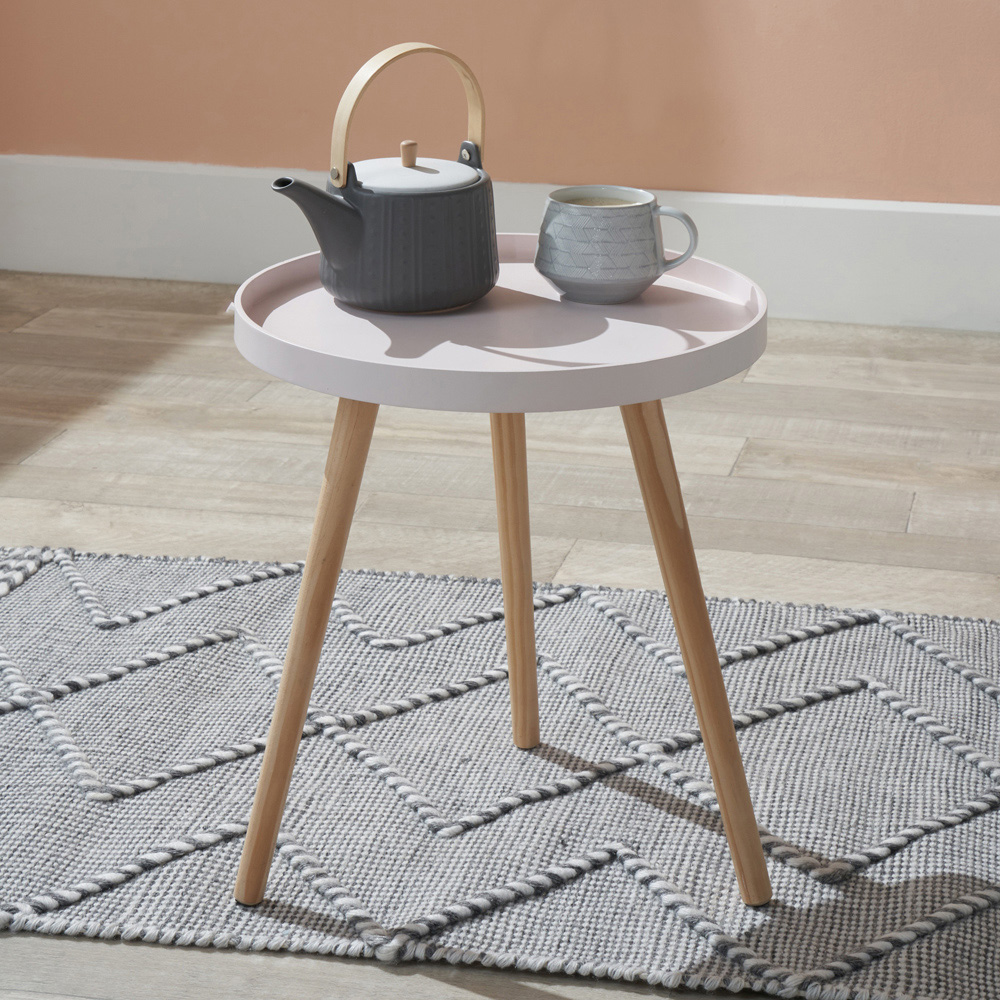 Pacific Lifestyle Halston Blush Wood Veneer and Natural Pine Wood Side Table Image 5