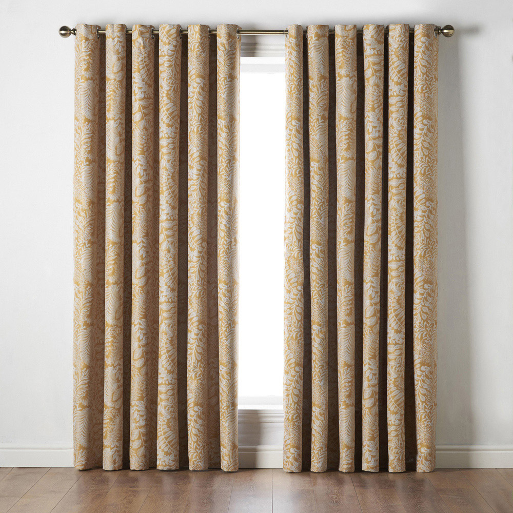 Alan Symonds Fern Ochre Blackout Ring Top Eyelet Curtains 111 x 137cm Image 5