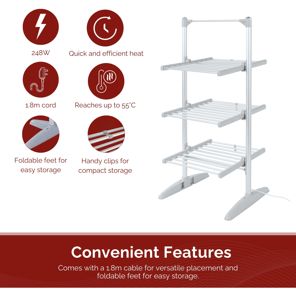 Rediffusion 3-Tier Heated Clothes Airer with Cover Image 6