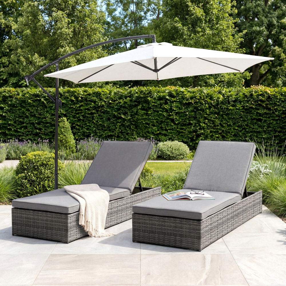 Charles Bentley Rattan Sun Lounger Grey Image 5