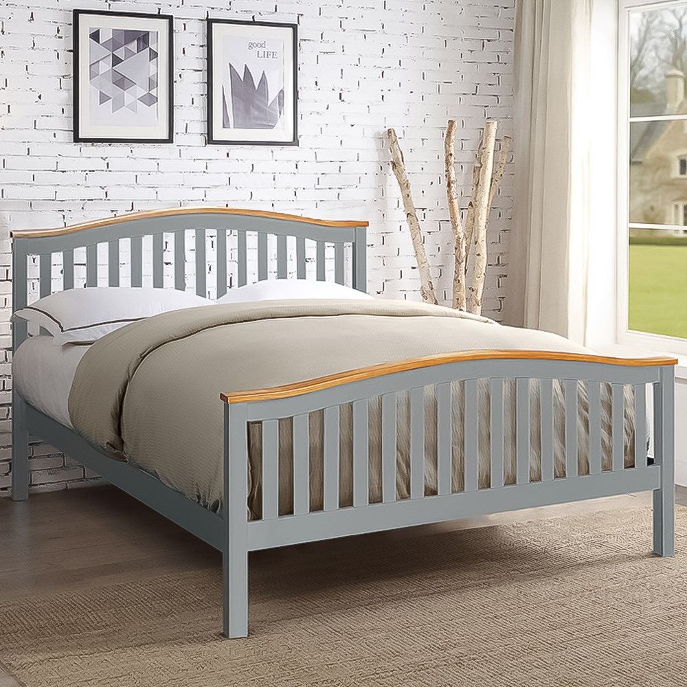 Brooklyn Double Grey Wooden Bed Frame Image 1