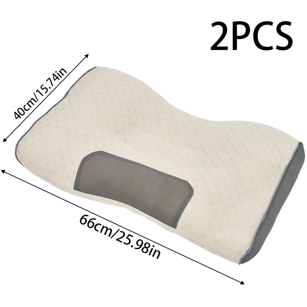 Living and Home White Ergonomic Bone-Shaped Support Pillow 66 x 40cm Set of 2 Image 8