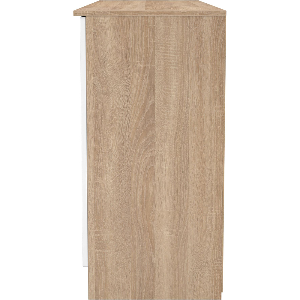 Crowndale Contrast 4 Door Single Drawer White Matt and Bardolino Oak Wide Sideboard Ready Assembled Image 2