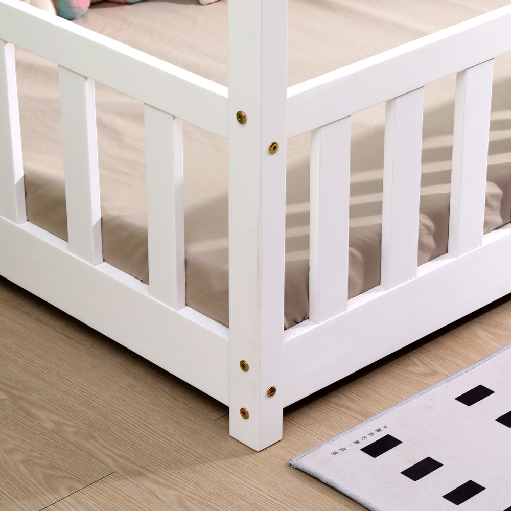 Portland Wood House White Kids Bed Frame Image 4